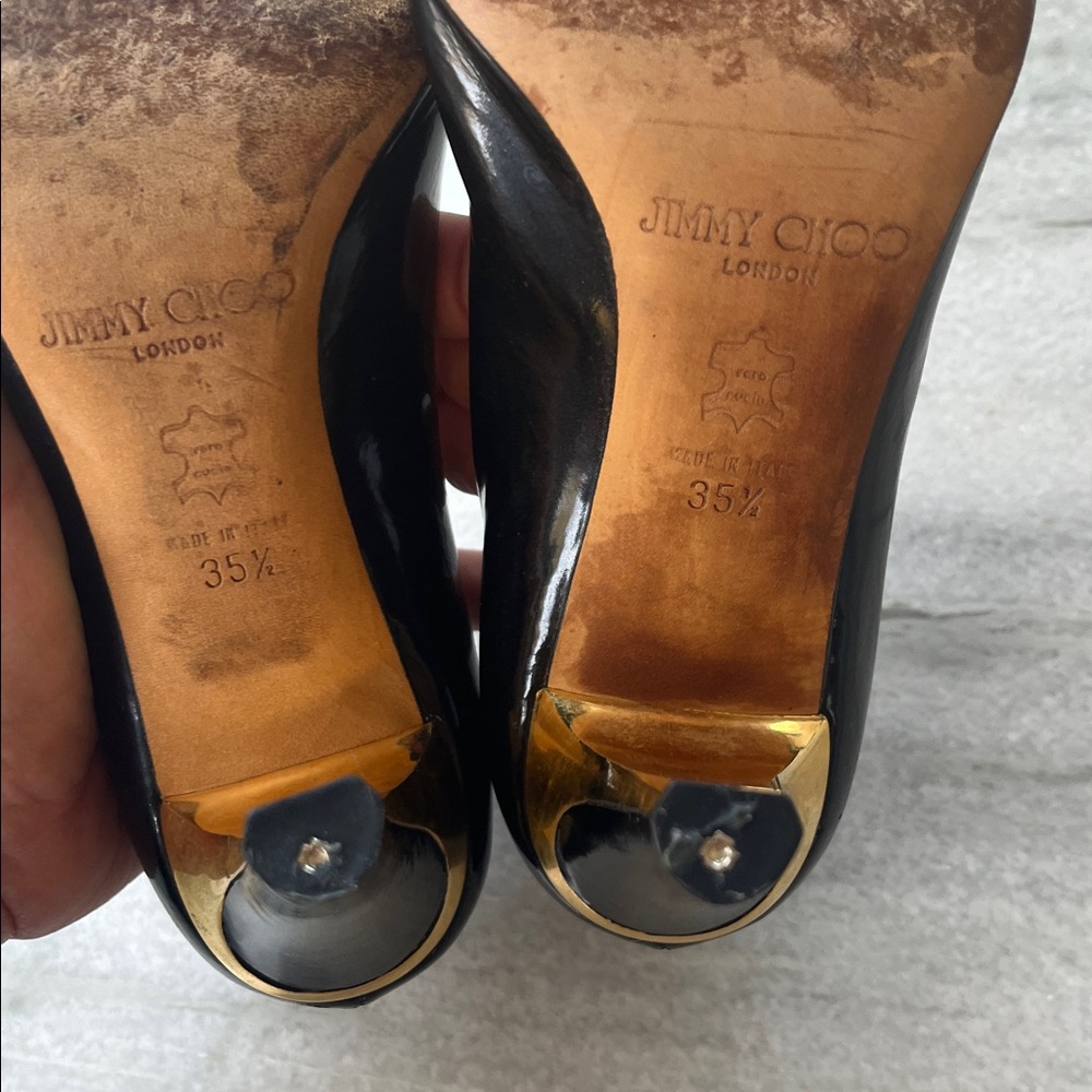 Jimmy Choo Black Peep Toe Pumps - Picture 9 of 10